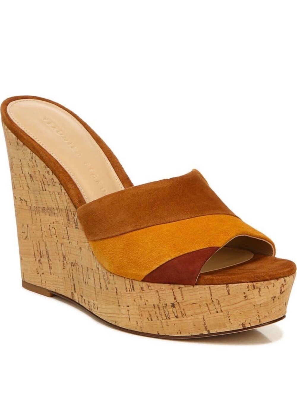 New Veronica Beard Dali Patchwork Brown & Tan Wedge Sandal Womens size 8.5
